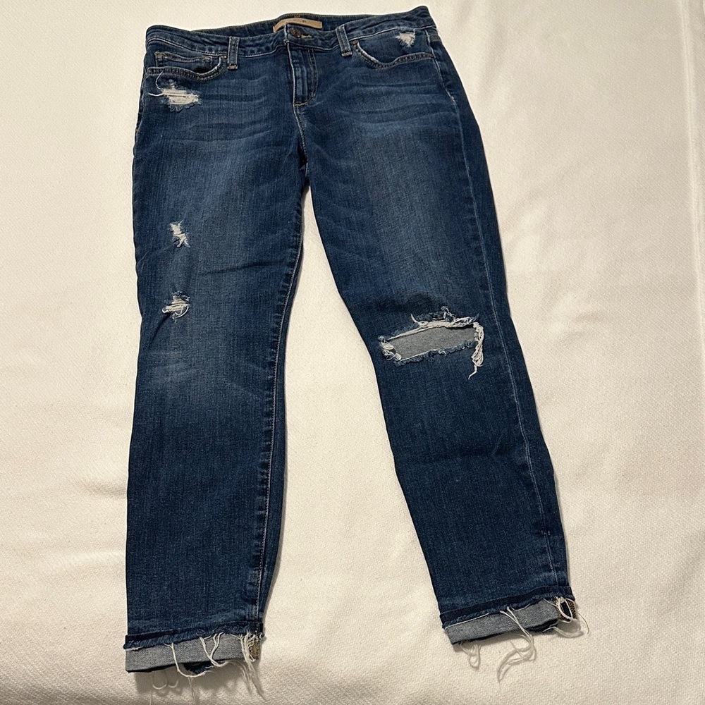 Joe's Jeans Deep Blue Distressed Cropped Jeans